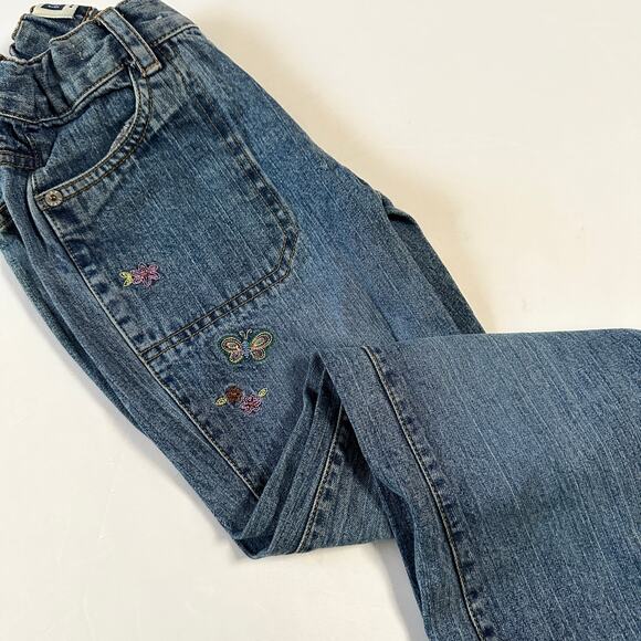 Vintage Gap Butterfly Embroidered Flare Stretch Denim Jeans Sz 7 - Picture 2 of 13